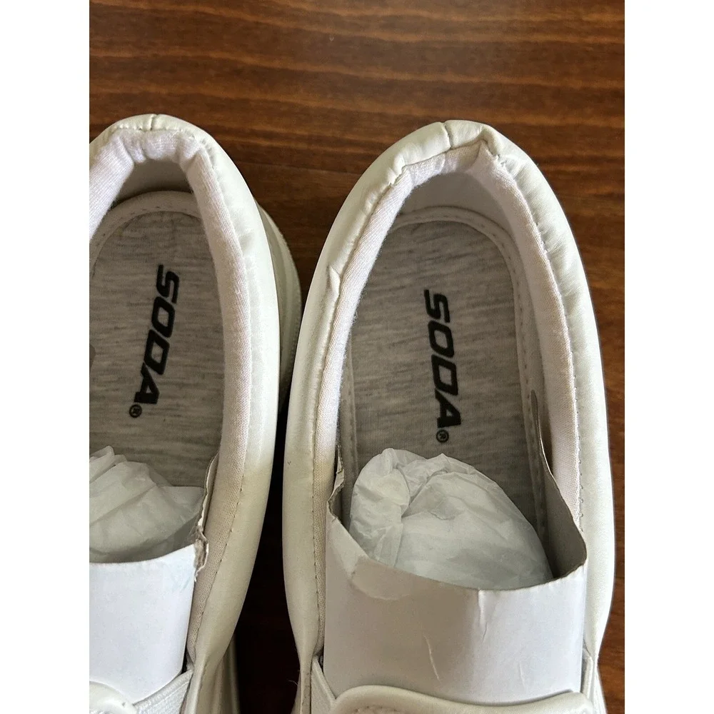 Soda Flat Women Shoes Slip On Loafers Casual Sneakers Memory Foam‎ White NEW 11 - Picture 3 of 7